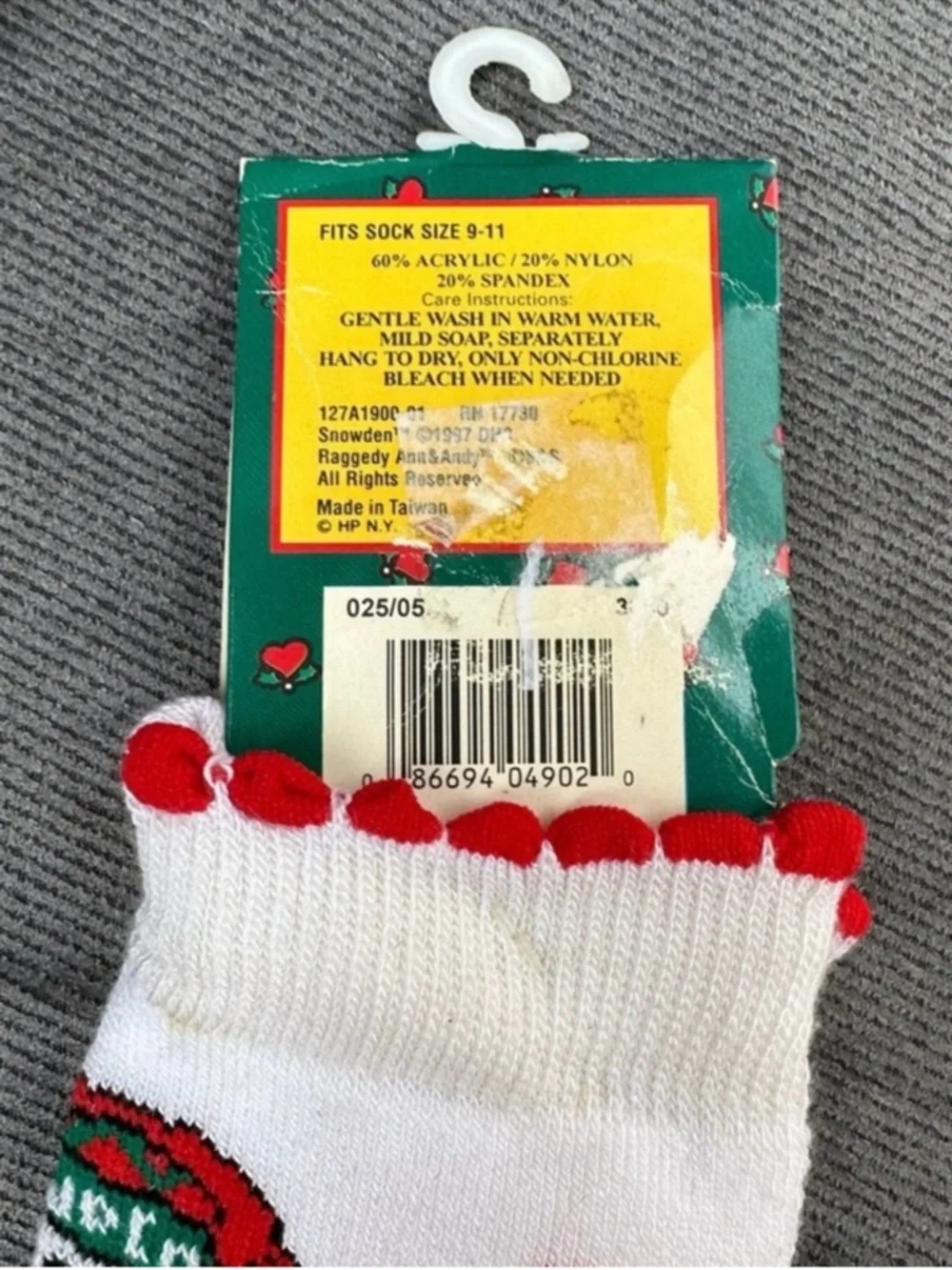 Vintage 1997 Snowden & Friends Raggedy Ann & Andy SOCKS Womens 90s